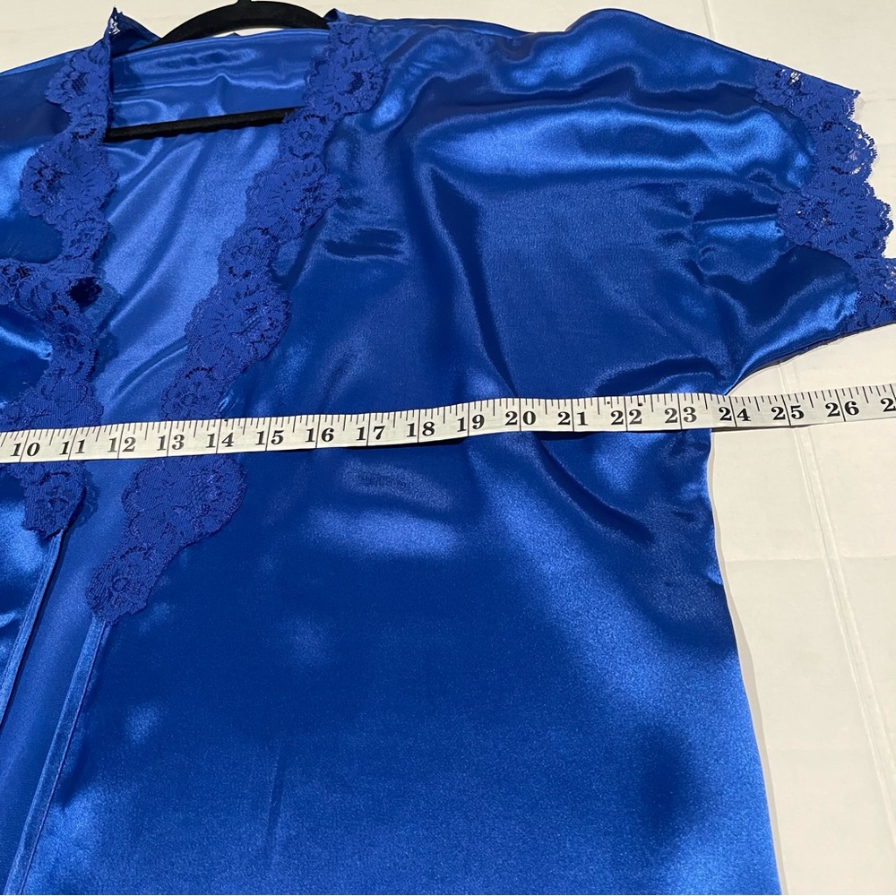 Partners Mervyns Blue Women's Size Medium Satin Sleepwear Set Camisole & Robe - Picture 14 of 16